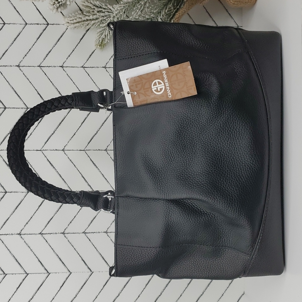 Giani Bernini Braided Handle Leather Satchel - Picture 2 of 3